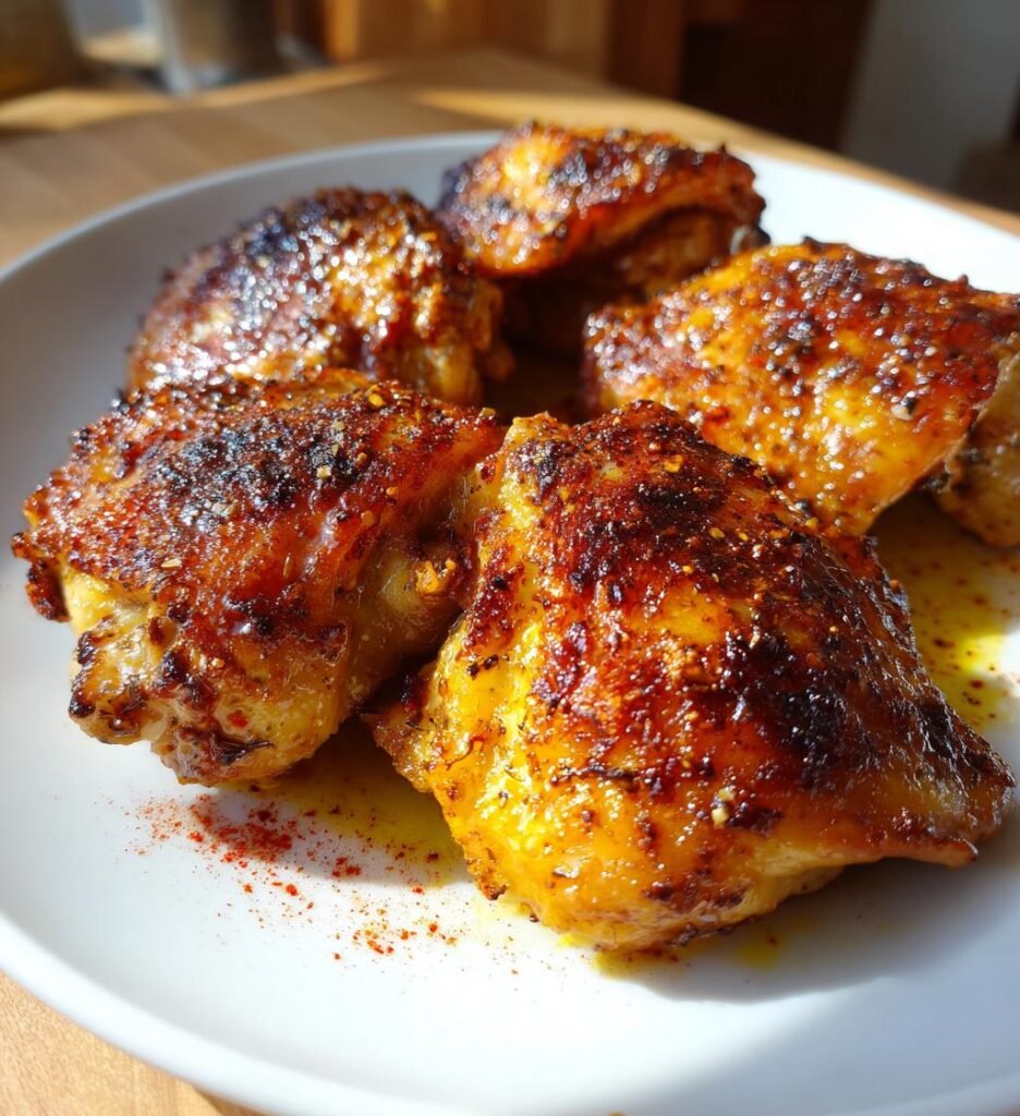 Air fryer chicken thighs (juicy & crispy)