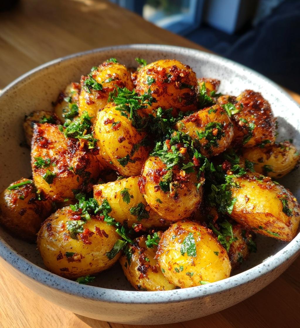 Air fryer crispy garlic potatoes