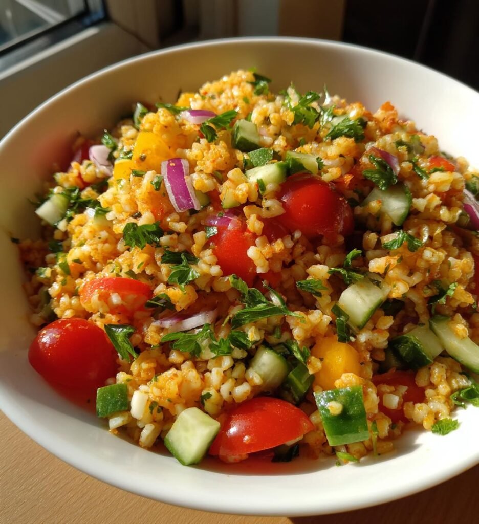 Air fryer crispy rice salad