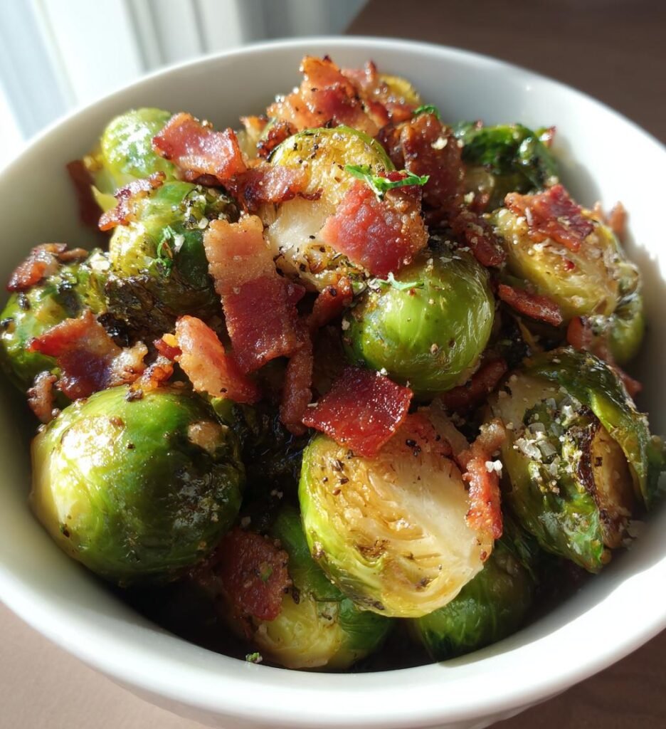 Air Fryer Brussels Sprouts (with Bacon or Olive Oil)