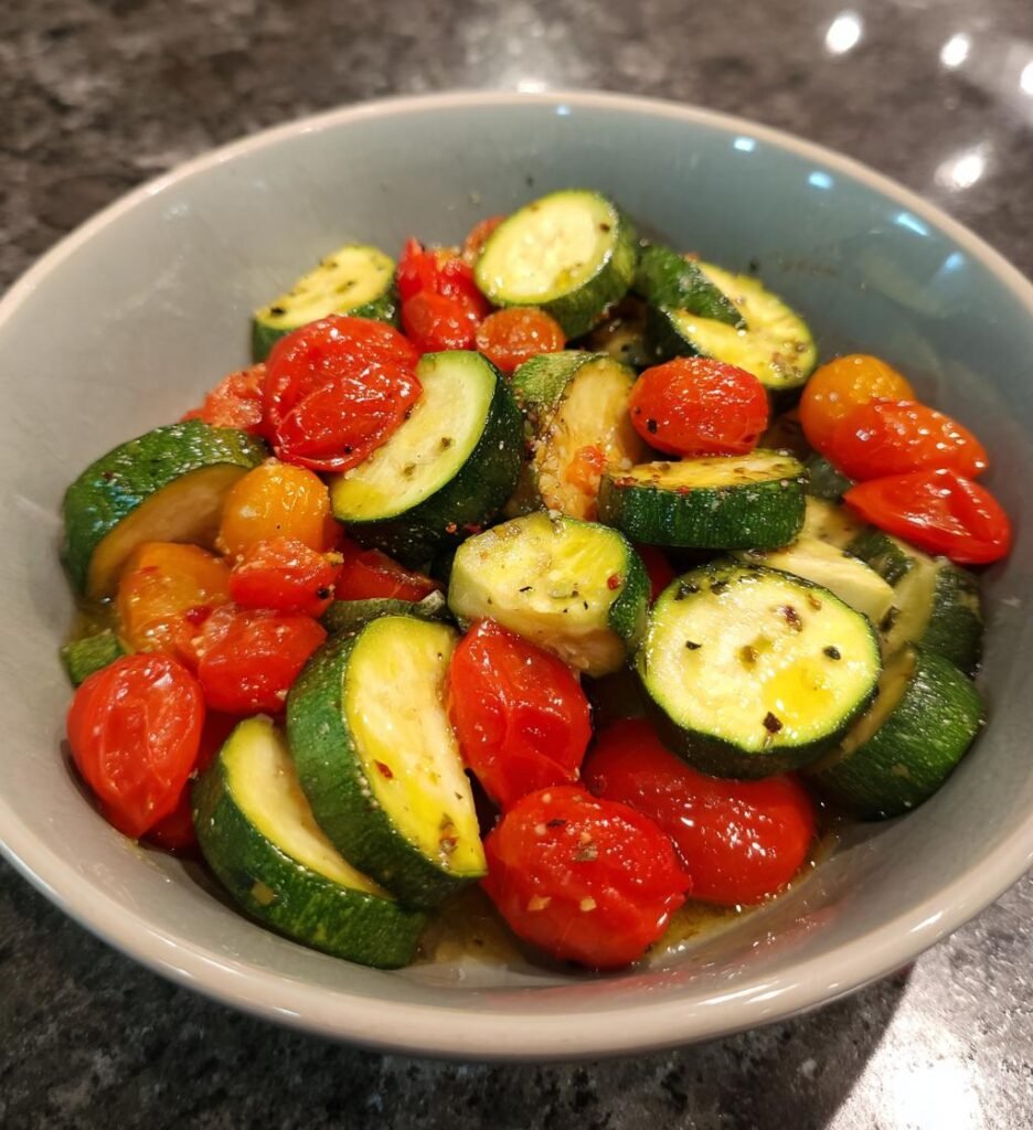 Air Fryer Tomato Zucchini Medley